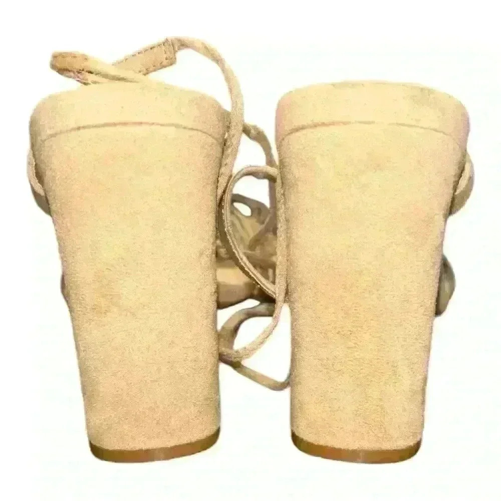 Olivia Jaymes Nude Lace Up Heels size 8.5 beautiful! - Picture 6 of 9